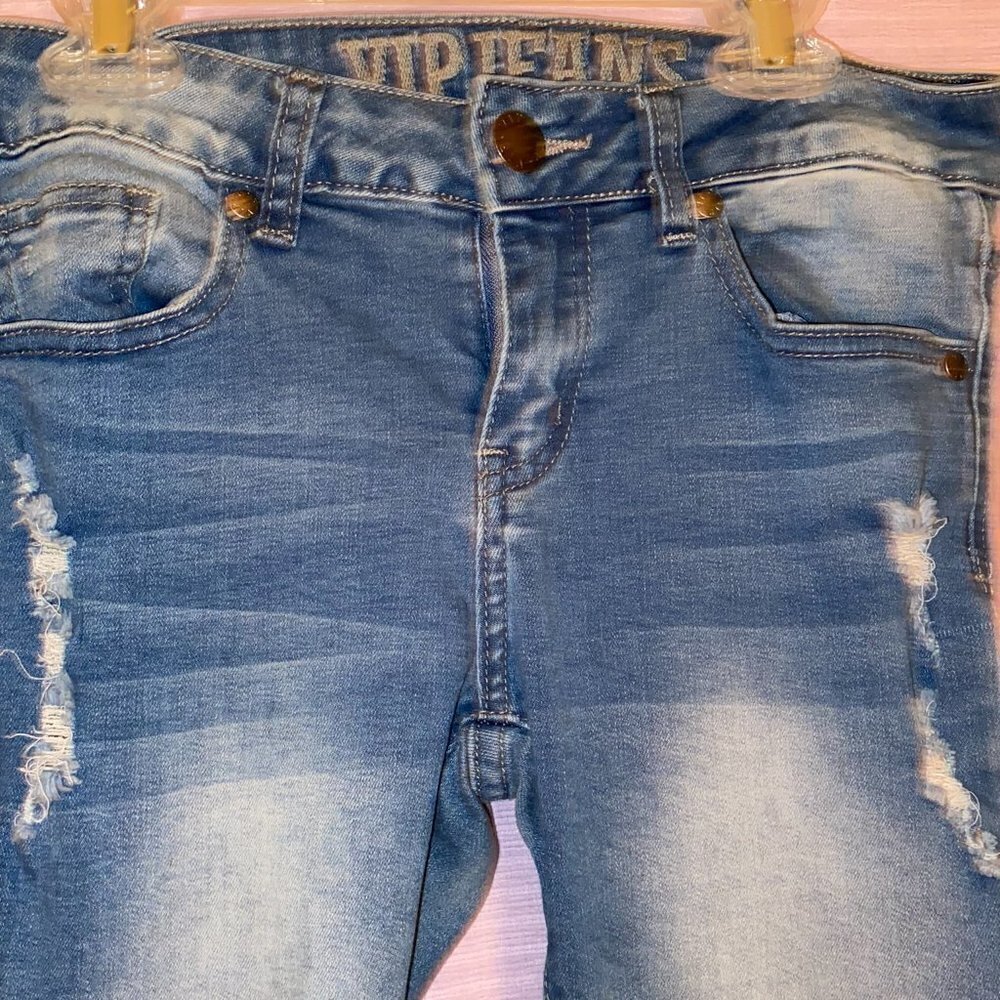 NWOT VIP Ripped Retro Vintage Designer Jeans Juniors Size 3/4 - Picture 5 of 10